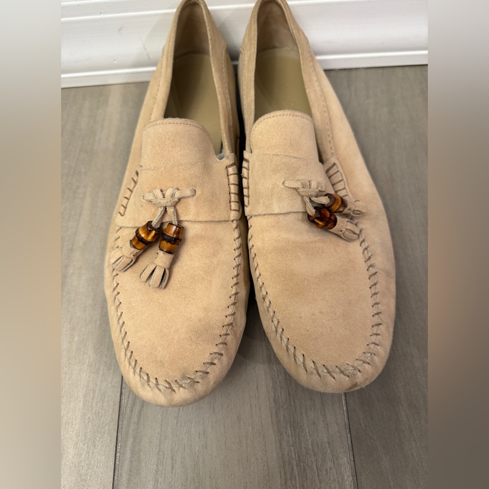 Gucci Tan Loafers with Tassel Detail